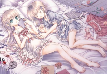 In Bed - anime, bed, anime girls, sleeping