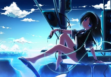 Elegance - headphones, anime, music, speakers, anime girl