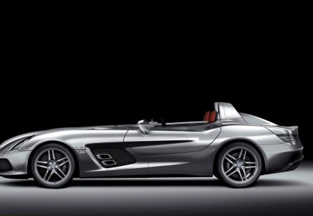 2009 Mercedes Benz slr McLaren Stirling Moss - sports, fast, silver, car, sleek, convertible, sterling, mid