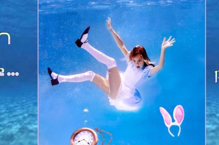 Down the Rabbit Hole - alice, rabbit, wonderland, elena kalis, water, hole, fantasy