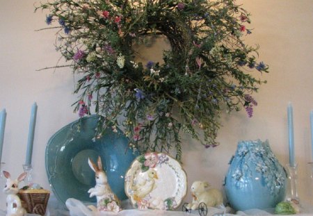 Spring - Easter Mantel - house, mantel, easter, architecture