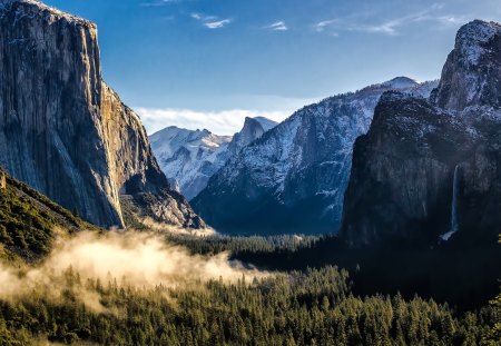 Yosemite Valley, California - waterfall, mountains, trees, nature