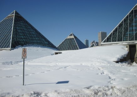 Warm weather in Edmonton - white, sky, winter, photography, pyramids, blue, snow