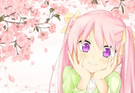 Sakura Miku - pretty, anime, vocaloid, female, blossom, hatsune miku, long hair, sakura miku, nice, anime girl, sakura, cherry blossom, twintails, girl, lovely, sakura blossom, sweet, flower, miku, hatsune, floral, vocaloids