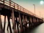 wonderful wooden pier undr moon hdr