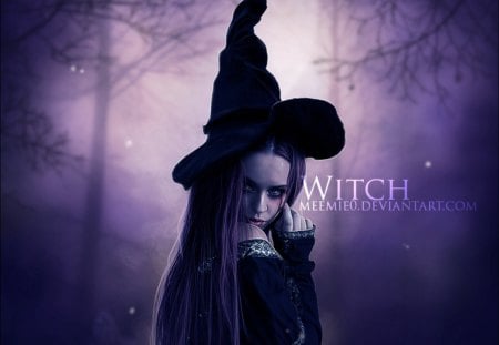 Witch - witch, fantasy, lady, purple