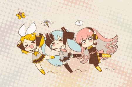 What Am I Jumping For? - hatsune miku, rin kagamine, vocaloid, megurine luka, anime, reaching, friends, cute