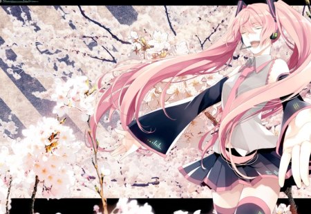 ~Sakura Miku~ - flowers, vocaloid, anime, cherry blossoms, sakura miku, spring, long hair, pink hair