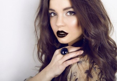 #2 - woman, beauty, girl, make-up, ring, black, model, white, dark