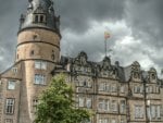 beautiful palace with clock tower hdr