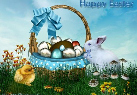 happy easter - holiday, easter, basket, wishes