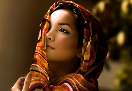 Warm Femininityâ™¥ - entertainment, woman, veil, feminine, warm colors, beautiful, fashion, warmth