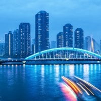 wonderful city bridges in blue