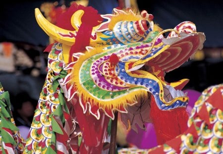 Dragon head - dragon, colorful, oriental, chinese, festival