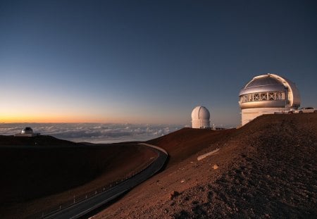 the griffith observatory in los angeles - road, clouds, observatory, mountain