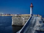 wonderful lighthouse across from the city