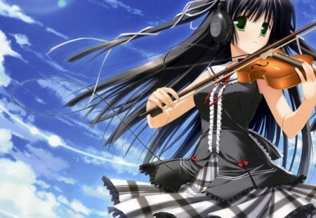 Anime Girl - anime, violin, girl, melody