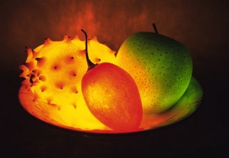 Fruits - fruits, food, lights, art