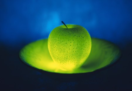 Green apple - green, apple, lights, fruit