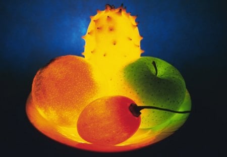 Fruits - food, art, fruits, lights