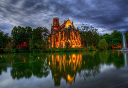 Castle - archeticture, reflection, castle, sky