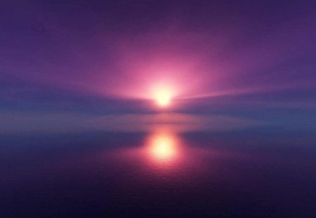 Planet Sunset - pretty, moon, blue, planet, outerspace, pink, sunset, purple, sun