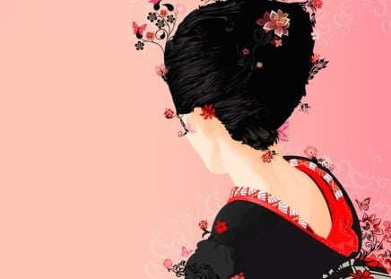 Oriental woman - back, oriental, art, woman