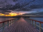 sunset on a great pier building hdr