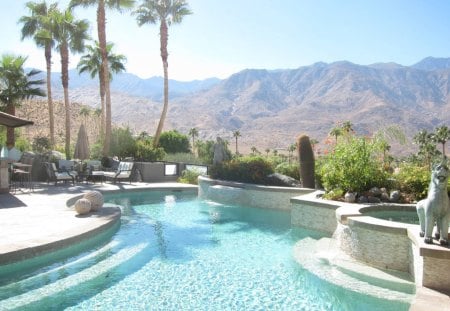 Mid Century Modern House and Garden In Palm Springs Desert and Mountains California