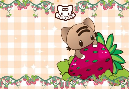 Strawberry Glompz - strawberry, kawaii, bekyoot, momo, food, cute