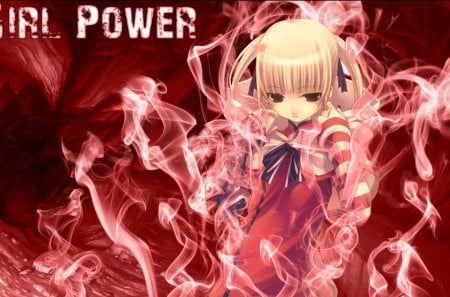 Girl Power - girl, anime, power, red