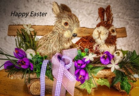 Happy Easter - easter, egg, rabbit, rabbits