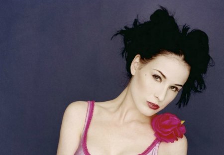 Dita Von Teese - flower, rose, pink, beauty, model, brunette, girl, dita von teese, woman