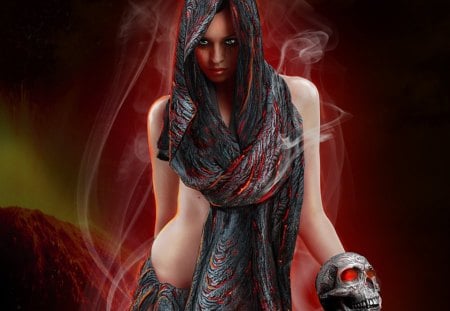 Fantasy Women - skull, women, witch, female, girl, magic, fantasy