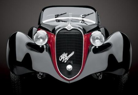 Alfa Romeo 6C 2500SS - red, cars, black, beauty