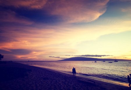 Beach At Dusk - evening beach, beach at night, beach at dusk, beach at sunset, dusk