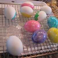 coloring Easter eggs