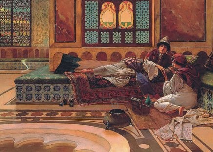 The manicure - Rudolf Ernst, The manicure, oriental, painting