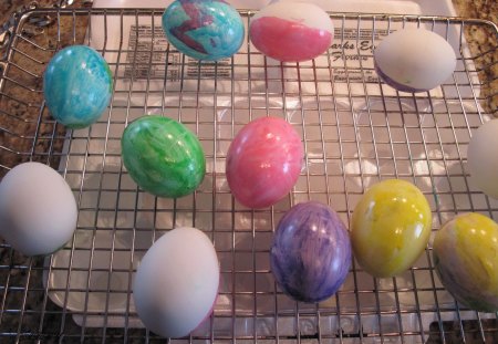 Easter Eggs in colors - eggs, white, yellow, blue, photography, pink