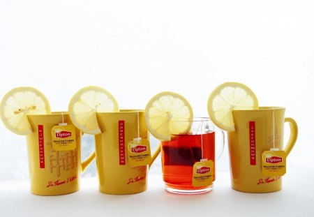 Tea - lipton, tea, cup, glass, lemon