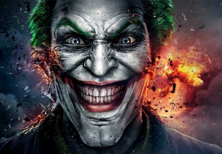 the joker - among, pg, batman, joker, god, fire, face, injustice, us, the joker