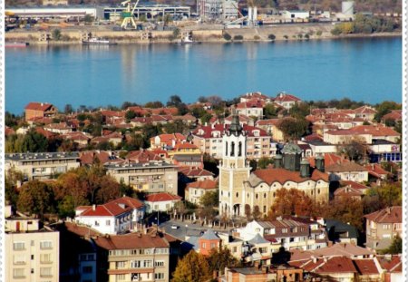 View from my town Svishtov and river Danube - view, autumn, town, river