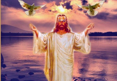 Jesus Christ - easter, pigeons, space, jesus christ