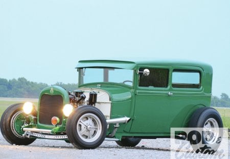 1929 Ford Model A Tudor - ford, classic, hotrod, green