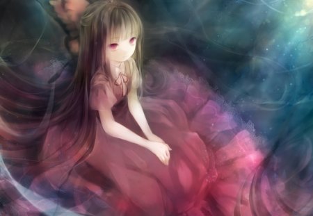 ReDress - gown, cute, anime girl, girl, red eyes, elegant, gorgeous, pretty, kawaii, sweet, brown hair, anime, dress, long hair, nice, lovely, female