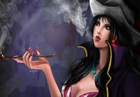 hat girl - sexy, girl, hat, smoke