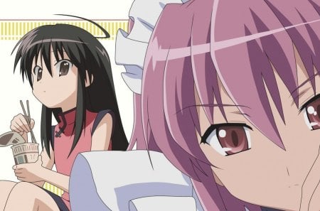 shana and her maid - black, haze, anime, cute, shana, flame, maid