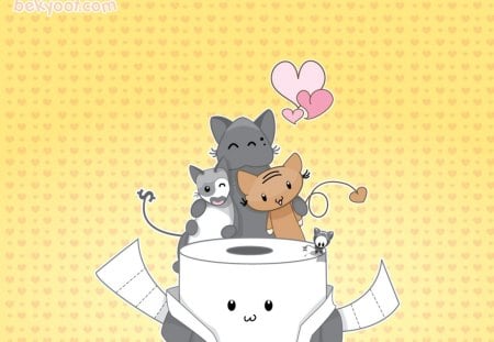 Bekyoot - toilet roll, cute, kawaii, heart, bekyoot, characters, yellow, momo