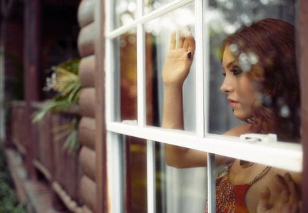 Waiting ... - woman, home, window, beautiful, waiting