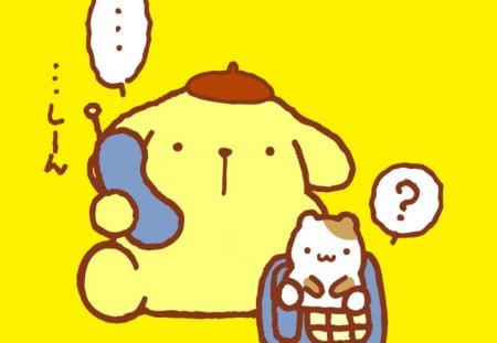 Pom Pom Purin - Cute, Yellow, Cat, Dog, Phone, Kawaii